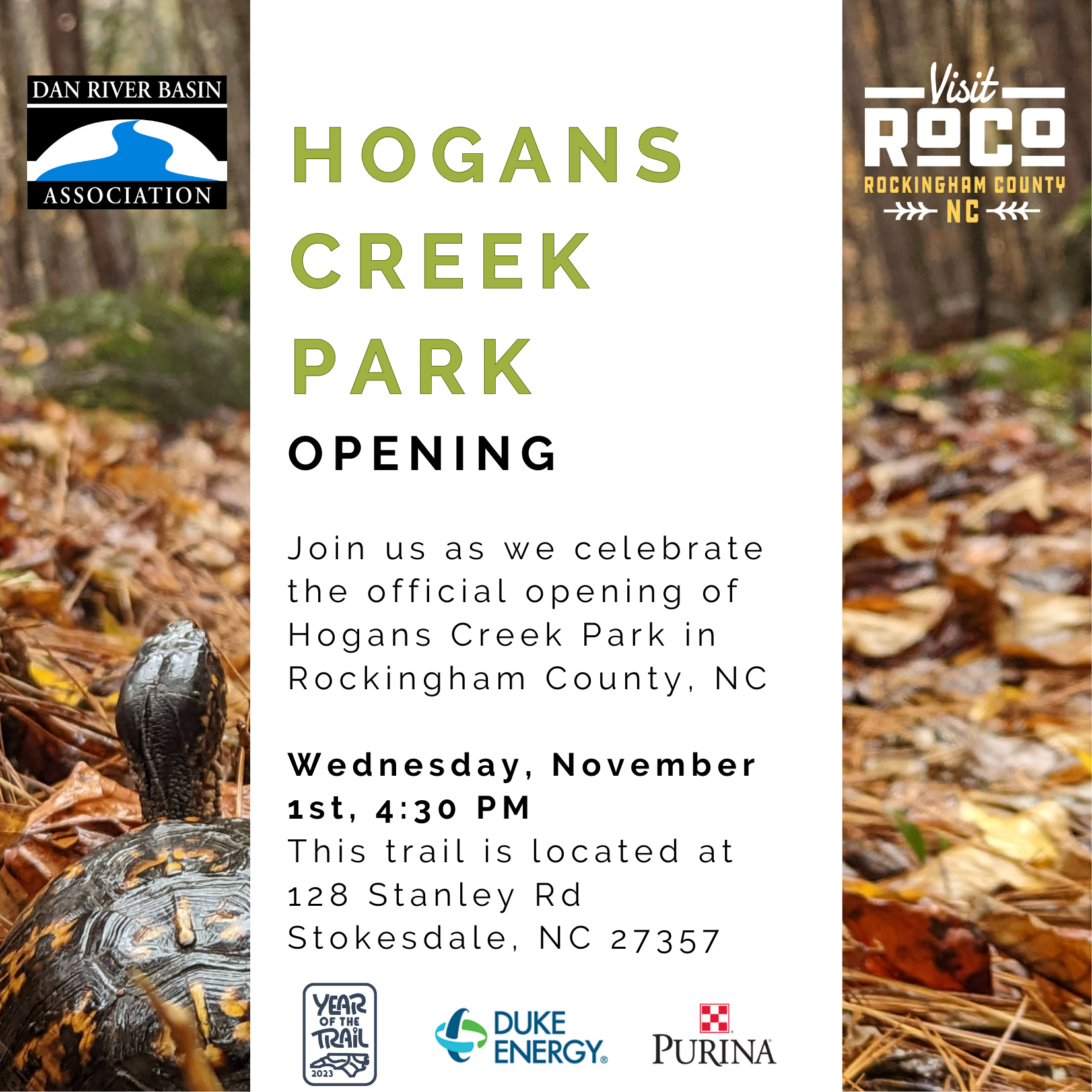 Invitation with details of the hogans creek trail!
